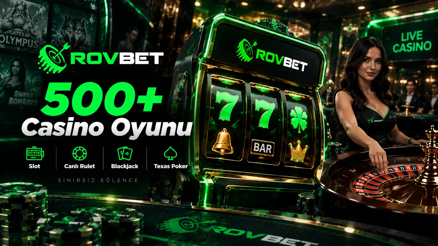 Rovbet casino oyunları: slot, canlı rulet, blackjack ve Texas Poker